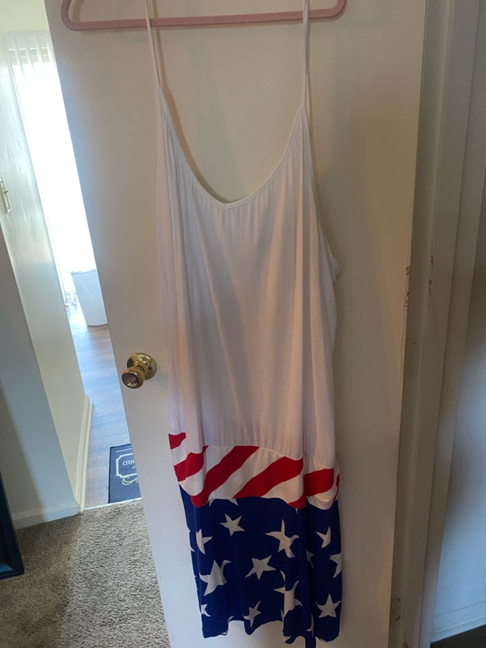 Patriotic Stars & Stripes Maxi Dress - White, Red, Blue